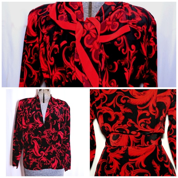 VTG 80's Carlisle Fleur di Lis Silk Maxi Set XS/S - Picture 7 of 8